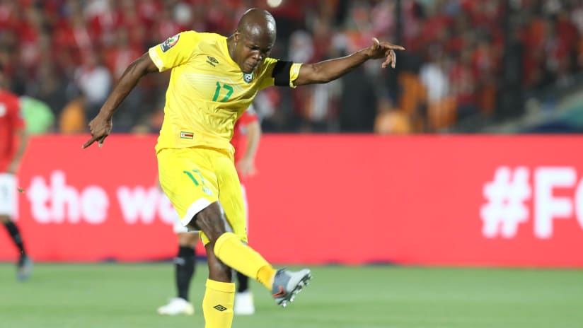 Knowledge Musona of Zimbabwe during the 2019 Africa Cup of Nations Finals match between Egypt and Zimbabwe at Cairo International Stadium, Cairo, Egypt on 21 June 2019 ©Samuel Shivambu/BackpagePix